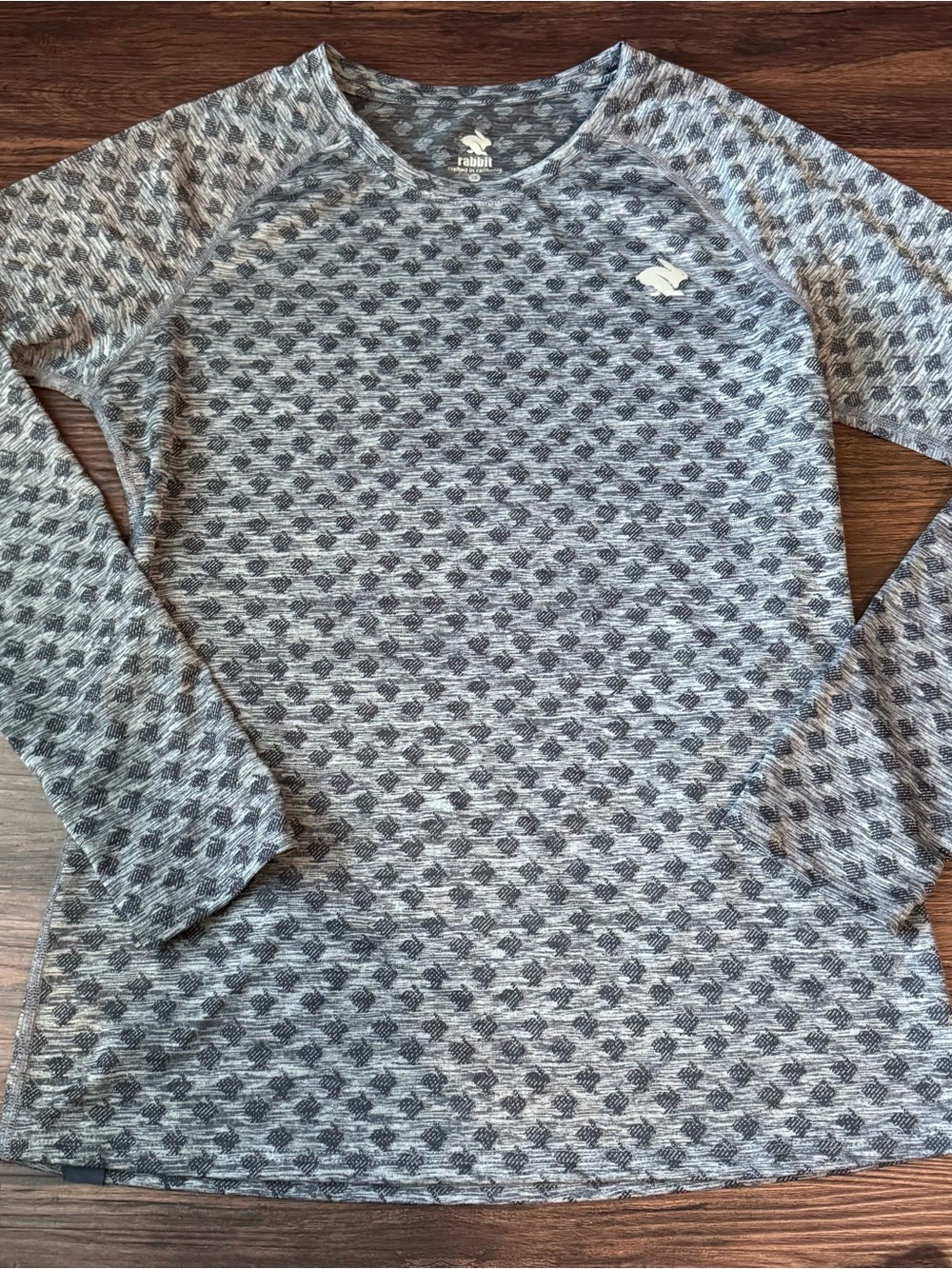 Rabbit Shirt Womens Large EZ Tee Running Long Sleeve Performance All Over Print